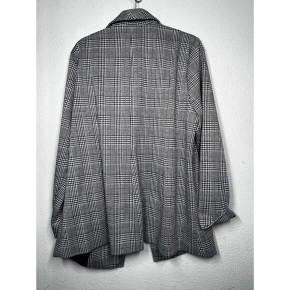 Torrid Knit Houndstooth Blazer Black White Open Front Collared Long Sleeve Sz 2X - Picture 3 of 3